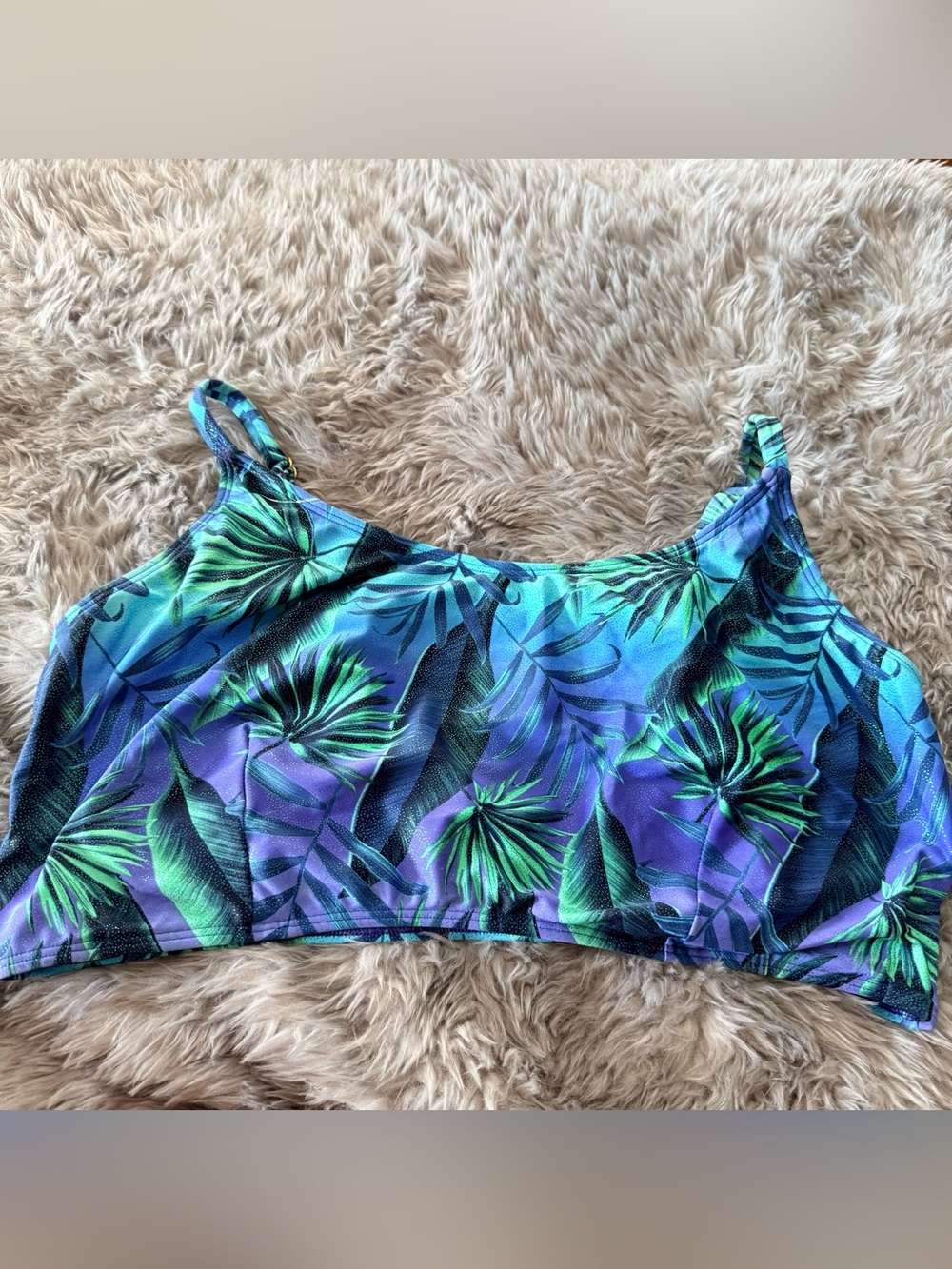 Curvy Beach midnight palm scoop top 3x